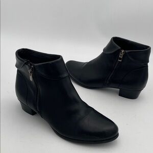 Lauren Blackwell Black Ankle Boots women 9 vegan leather casual office Y2K retro